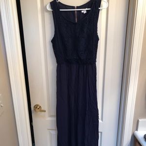 Beautiful Maxi Lace Top Navy Dress